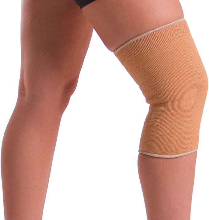 Elastic Slip-on Knee Sleeve | Cotton Fabric Knee Pain Compression Bandage for Stretchy, Lightweight & Comfortable Support